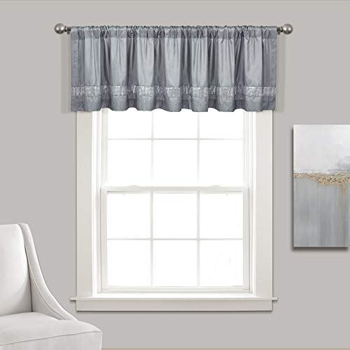 "Lush Decor Night Sky Window Curtain Valance, 18"" L x 84"" W, Gray & Silver"