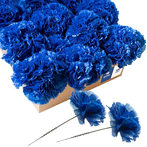 "Royal Imports 100 Royal Blue Silk Carnations, Artificial Fake Flower For Bouquets, Weddings, Cemetery, Crafts & Wreaths, 5"" Stem Pick (Bulk)"