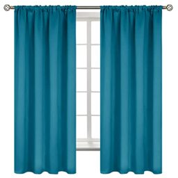 BGment Rod Pocket Blackout Curtains for Bedroom 63 Inches Length - Thermal Insulated Room Darkening Curtain for Living Room, Peacockblue, 42 x 63 Inch, 2 Panels