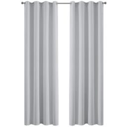 2 Panels Yakamok Insulated Grommet Noise Blocking Blackout Curtains with 2 Ties for Bedroom/Living Room, Polyester Blend, Platinum, 52Wx84L