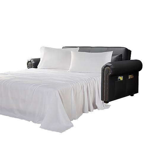 Kingnex Sleeper Sofa Bed Sheets Set Full Size 4 Pcs Include 1 Fitted Sheet 1 Flat Sheet 2 Pillowcase Full White
