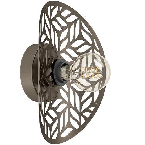 Eglo Indoor wall Light Swaby, lamp with Decorative lampshade, Bedroom and Living Room Lighting, Bronze Steel, E27 Socket