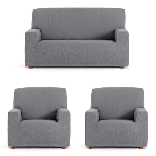ECOMMERC3 - Trio 3+1+1 Universal and Versatile Sofa Cover ??? Grey Sofa Cover Protector Easy to Install for Back, Seat and Arms