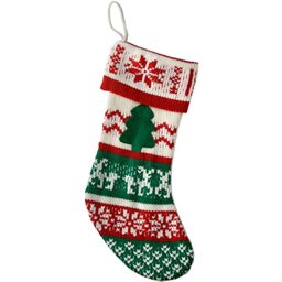 WeRChristmas Knitted Christmas Stocking, 47 cm - Red/Green
