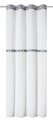 Elbersdrucke Eyelet Curtain Bobbel 07 White/Grey/Anthracite Semi-Transparent 255 x 140 cm 201715 Curtain for the Living Room Bedroom Kitchen Hallway Children's Room