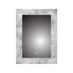 iBathUK Solstice Wall Mounted Rectangular LED Bathroom Mirror, Modern Touch Switch Design with Demister, Copper-Free Silver Mirror in White, 500 x 700mm