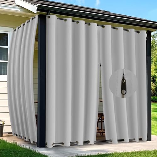 Arfntevss Outdoor Curtains for Patio Waterproof 2 Panels Blackout Curtain 120 inch Long with Zipper Top & Bottom Grommet Sun Blocking Outdoor Privacy Drape for Gazebo Porch (54x120, Light Gray)