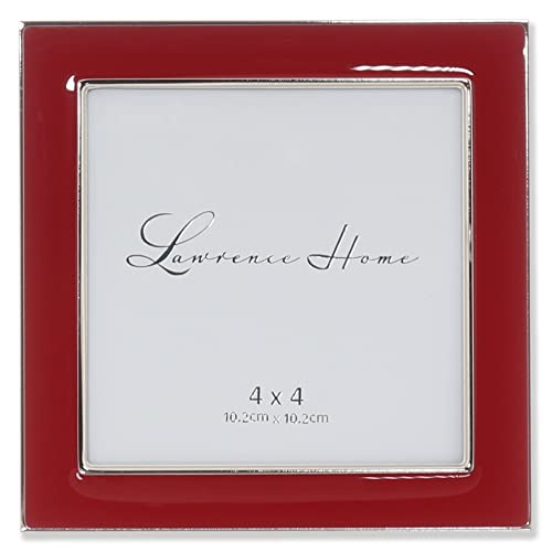 4x4 Silver Metal and Red Enamel Picture Frame