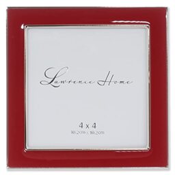 4x4 Silver Metal and Red Enamel Picture Frame