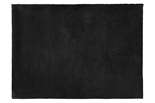 Eurofirany Decorative Rug Doormat Rug Runner Bath Mat Living Room Bedroom Kitchen Rectangular Faux Fur Soft, Black, 50 x 70 cm