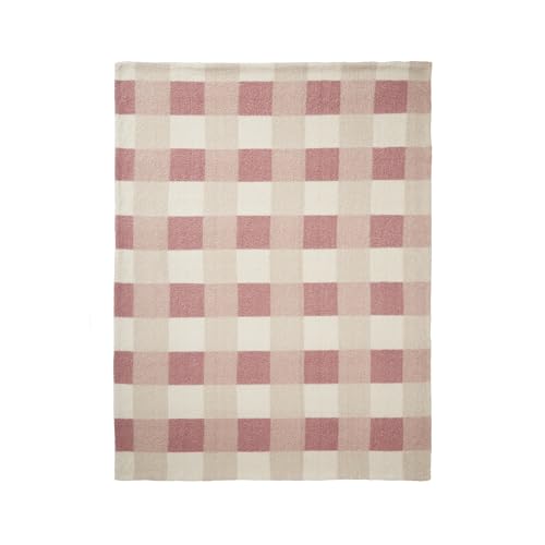 Appletree Hygge Recycled Polyester Throw, Natural, 150 x 200 cm, Sherpa Reverse, Adult, Check Print Pattern