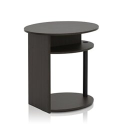 Furinno JAYA 3-Tier Round Side Table with Oval Tabletop, Walnut