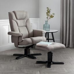 Julian Bowen Malmo Swivel Recliner & Stool, Grey - H105 x W82 x D83cm
