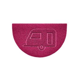 Nicoman Embossed Halfmoon Half Circle Door Mat Dirt-Trapper Jet-Washable Doormat 70x44cm (Pink, CARAVAN Shape) - Use Indoor or Sheltered Outdoor