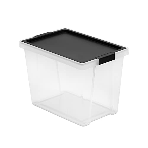 TATAY Storage Box BPA-Free Stackable Design Lid with Hinges Included - Storage Box Household - Capacity 15 L - Dimensions 25x36x26 cm - BPA-Free Material - Stackable Design, Black