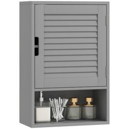 HOMCOM Bathroom Cabinet Wall Storage Shelves 40 x 20 x 60 cm Grey