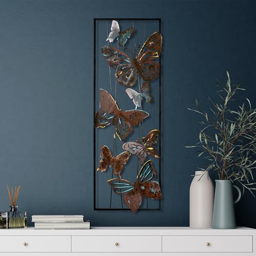 Handmade Decorative Metal Wall Accessory, 32 x 90 x 4 cm, 100% Metal, Unique Hand-Painted Design, Perfect for Home Decor, Adds Elegance & Style