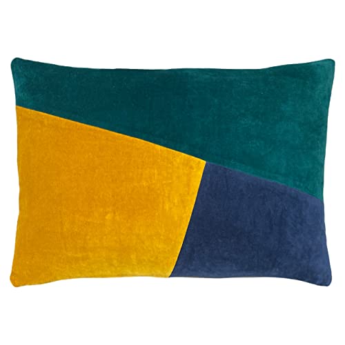 furn. Morella Polyester Filled Cushion, Cotton, Emerald/Ochre/Navy
