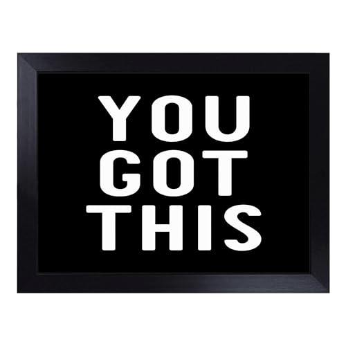 Lap Tray with Bean Bag Cushion, You Got This Typography Quote - Handmade in the UK, Raised Wooden Edge, Padded Cushion, Heat-Resistant Wipe-Clean Surface, for Meals, Laptops and Crafts
