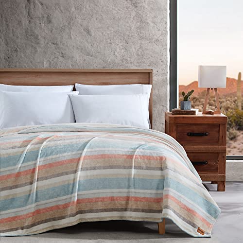 Wrangler - Twin Blanket, Ultra Soft Plush Fleece Blanket (Glen Canyon Stripe Blue, Twin)