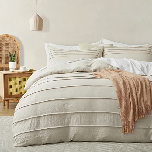 "Oli Anderson Pleating Duvet Cover (Beige, Full/Queen(90""×90""))"