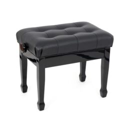 Musisca HY507 concert piano stool with comfortable, padded real leather seat and black gloss finish