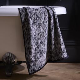 Laurence Llewelyn-Bowen Orion Bath Sheet Black – Extra‑Large Soft Absorbent 100% Cotton Woven Abstract Textured Towel with Bold Border,Everyday Use Bath Sheet for Luxurious Modern Bathrooms – Black