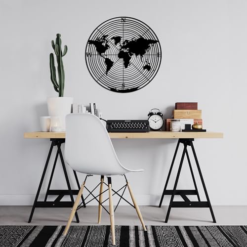 Hanah Home Stylish Black Decorative Metal Wall Accessory, 68 x 68 cm, 100% Metal, 1.5 mm Thickness, Easy Wall Mounting, Perfect for Modern Decor