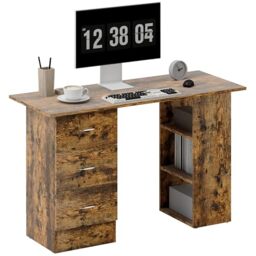 HOMCOM Computer Desk w/Drawers 120 x 49 x 72 cm Rustic Brown