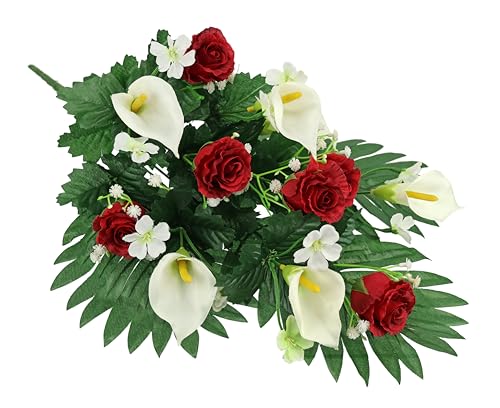 Flair Flower Grave Decoration with Artificial Roses and Calla 48 cm Topper Artificial Flower Grave Decoration Cemetery Arrangement Cemetery Decoration Funeral Decoration Flowers Arrangement Flower