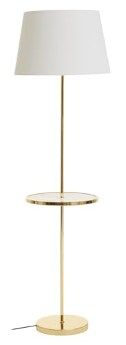 Premier Housewares Desk Lamp LED Shiny Brass Tapered Table Lamp Luxe White And Gold Design For Home And Office Computer Desk Lamp, 45 cm Height (45cm x 151cm x 25cm)