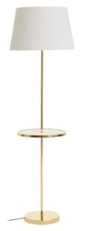 Premier Housewares Desk Lamp LED Shiny Brass Tapered Table Lamp Luxe White And Gold Design For Home And Office Computer Desk Lamp, 45 cm Height (45cm x 151cm x 25cm)