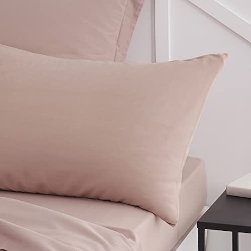 TODAY Essential Set of 2 Plain Pillowcases 50 x 70 cm 100% Cotton Sand Pink