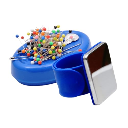Magnetic Pin Cushions Bundle - Essential Sewing Set - Table Top + Wrist Magnetic Pin Cushion - Blue