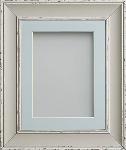 Frame Company Brooke Moonstone Grey Photo Frame, Light Blue Mount, 10x10 for 8x8 inch, fitted with perspex