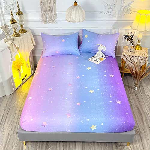 HOSIMA Colorful Rainbow Twin Bedding Sets,1 Fitted Sheet+2 Pillowcases.