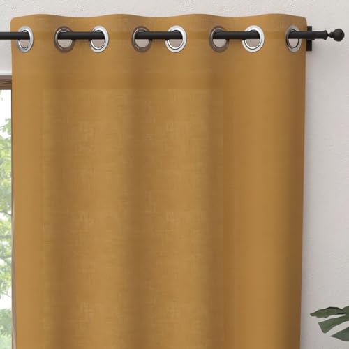 Soleil d'ochre Panama Curtain with Eyelets 135 x 300 cm Pure Cotton Mustard
