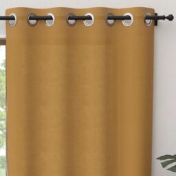 Soleil d'ochre Panama Curtain with Eyelets 135 x 300 cm Pure Cotton Mustard