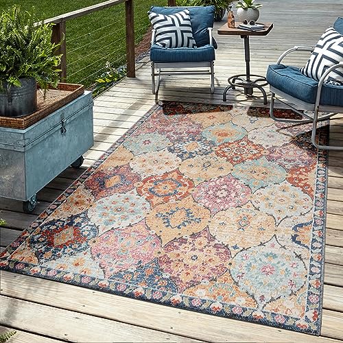 Mia's Bliss Rugs, Robust Outdoor Rug, Modern Design, Weatherproof and UV-Resistant, for Balcony, Patio and Conservatory, but also suitable for Kitchen or Dining Room, in Multi Colours, 80 x 300 cm