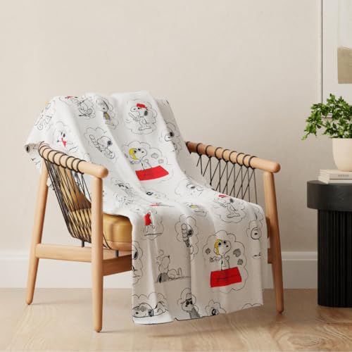 Franco Collectibles Peanuts® 75th Anniversary Snoopy & Woodstock Super Soft Plush Cozy Throw Blanket, 46 in x 60 in, (Officially Licensed Product)