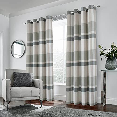 always4u 100% Blackout Plaid Curtains for Bedroom Living Room Woolen Look Sage Green Tartan Grommet Thermal 2 Panels 54 * 63 Sage Green