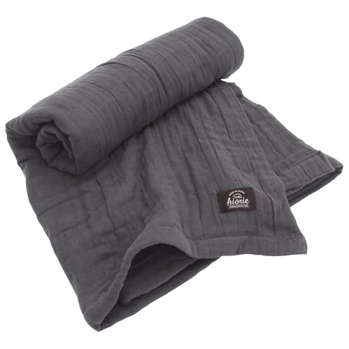 HIORIE Japanese Blanket, 8-Layered Gauze Twin Size, 100% Cotton, Lightweight Soft Breathable Blanket, All Season, Machine Washable, Charcoal, 58x79inches