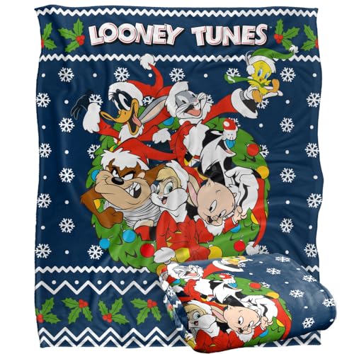 LOONEY TUNES Blanket, 152 x 127 cm Looney Christmas Ugly Christmas Sweater Silky Touch Super Soft Throw Blanket