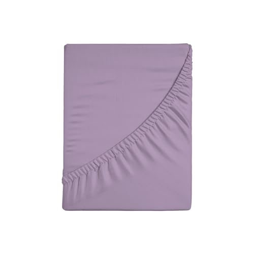 Zer0bed, Fitted Sheet with Corners, Plain Colour, 100% Cotton, 30 cm Maxi Angle, 130 x 200 cm, Lilac, 130 x 200 cm