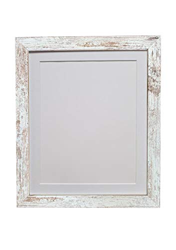 FRAMES BY POST H7 Picture Photo Frame, Distressed White White Mount, 6 x 4 Image Size 4 x 3 Inch