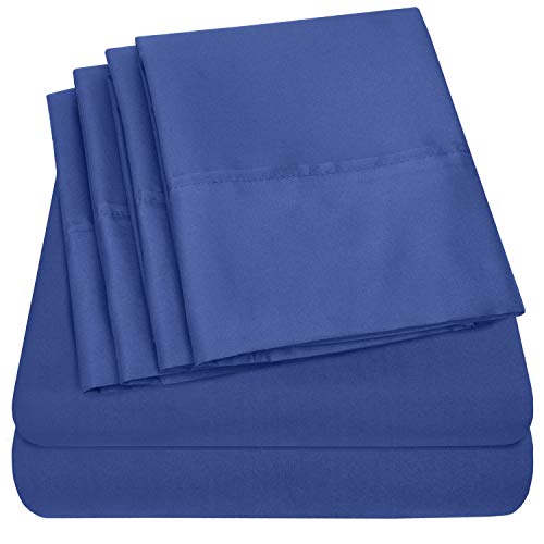 Full Size Bed Sheets - 6 Piece 1500 Supreme Collection Fine Brushed Microfiber Deep Pocket Full Sheet Set Bedding - 2 Extra Pillow Cases, Great Value, Full, Royal Blue