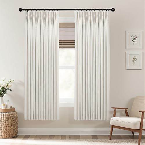 Mrs.Naturall Black Out Curtains 63 Inch Long,Room Darkening Pinch Pleated Blackout Curtains 63 Inch Length for Living Room Bedroom