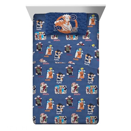 Franco Collectibles Naruto Akatsuki Anime Bedding Super Soft Cozy Microfiber 3 Piece Twin Sheet Set, (Officially Licensed Product)