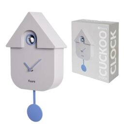 Fisura - Grey Cuckoo Wall Clock with Dial – Silent Non-Ticking Quartz, Modern Home Decor, Gift for Living Room or Kitchen (3AA Batteries not included)