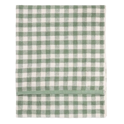 Yard Barton Gingham Check Bath Towel – Soft 100% Cotton Absorbent Bathroom Towel (Forest – 70x130cm)